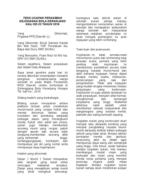 Acara peresmian dihadiri oleh camat tinggimoncong andri maurits. Teks Ucapan Perasmian 1