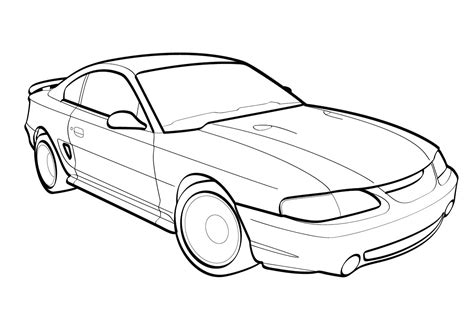 Vector Line Drawing Of A 1998 Ford Cobra Mustang Trashedgraphics