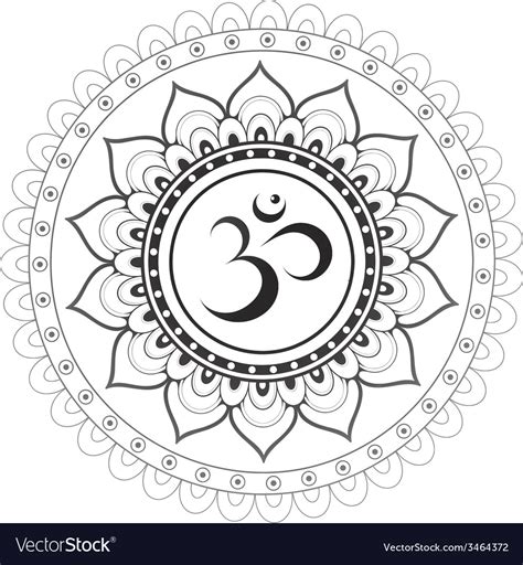 Om Sanskrit Symbol With Mandala Ornament Vector Image