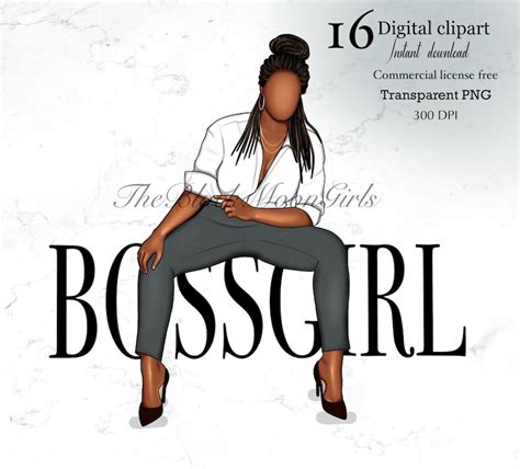 Girl Boss Clipart Curvy Girl Clipart Black Woman Clipart Etsy