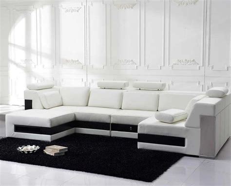 Go for a sleek look with these tuffed sofas and soft couches. TOSH Furniture - Modern White Leather Sectional Sofa - TOS ...