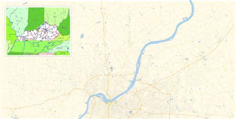 Louisville Kentucky Us Map Vector Exact City Plan High