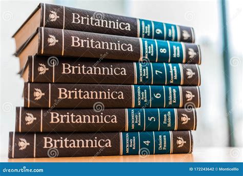 Encyclopedia Britannica Volumes In A Public Library Editorial