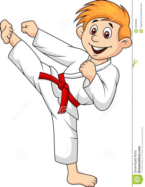 Boy Cartoon Doing Martial Art Royalty Free Stock Photos