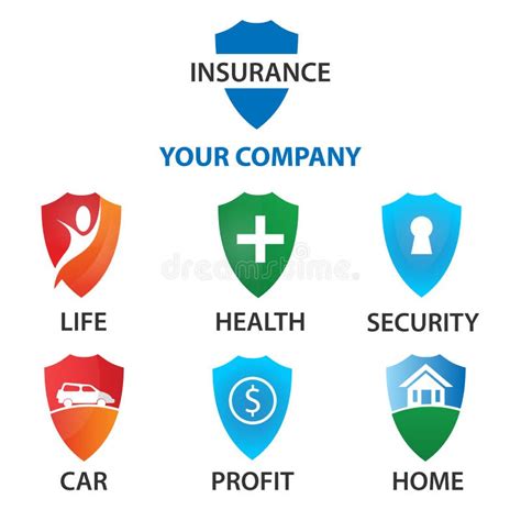 Insurance Concept Logo Template Set Stock Vector Illustration Of