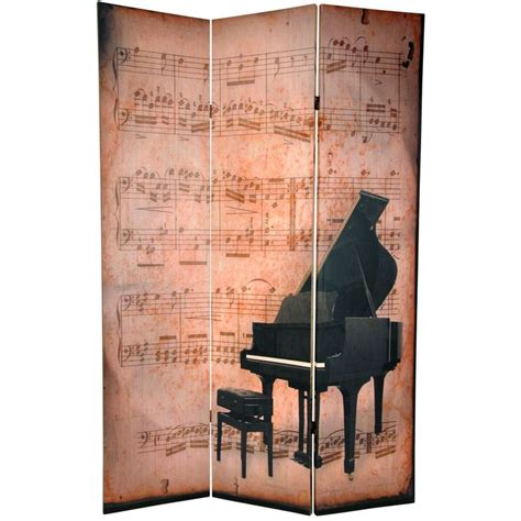 This six panel screen features sharp black and white. 6 ft. Tall Double Sided Music Room Divider - Piano ...