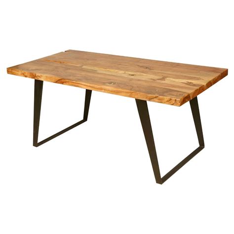 Base price represents 36w x 60l dining table in 1 3/4 thick natural walnut top with metal legs shown in 36w x 60l dining table with 1 3/4 natural walnut top and metal legs. Hankin Modern Rustic Solid Wood Industrial Style Dining Table