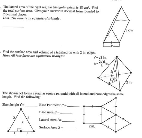 The lateral surface area of a triangular prism is the sum of the areas of all its side faces which are 3 rectangles. Solved: The Lateral Area Of The Right Regular Triangular P ...