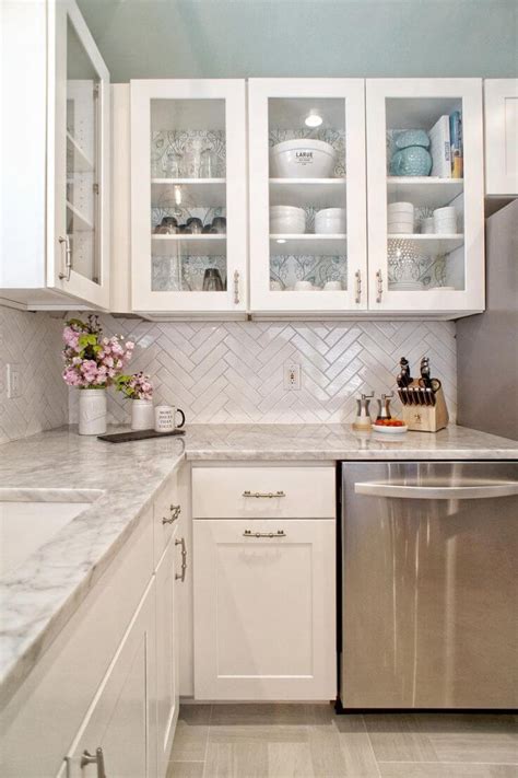 Gray subway tile kitchen quartz counter. 5 Ways to Create a White Kitchen Backsplash - Interior ...
