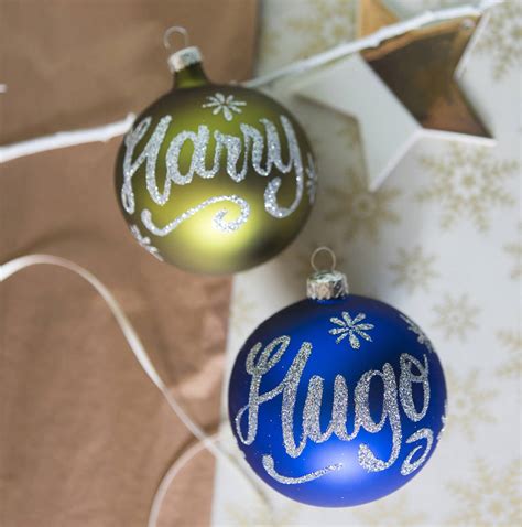 Hand Painted Glitter Personalised Name Bauble By Lesser Than Three
