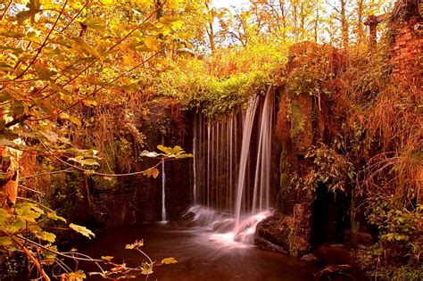 1366x768px 720p Free Download Small Forest Waterfall Stream Fall