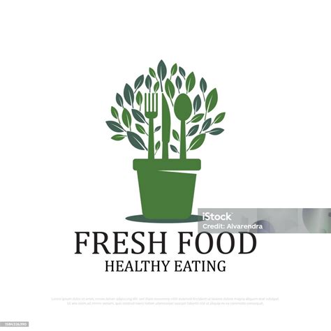 Fresh Food Logo Design Vectorhealth Organic Plants Growing In The Pots