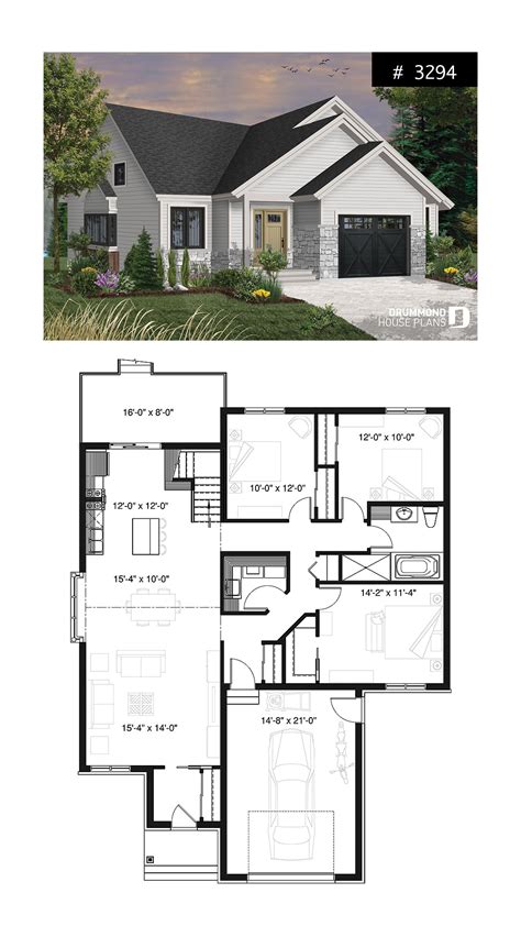 3 Bedroom One Story Home With Garage Open Floor Plan Concept