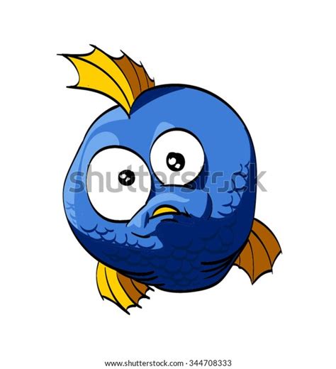 Vector Colorful Illustration Blue Cartoon Fish Stock Vector Royalty