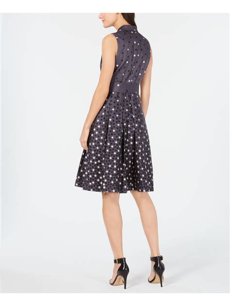 anne klein womens black polka dot sleeveless midi fit flare dress size 12 ebay