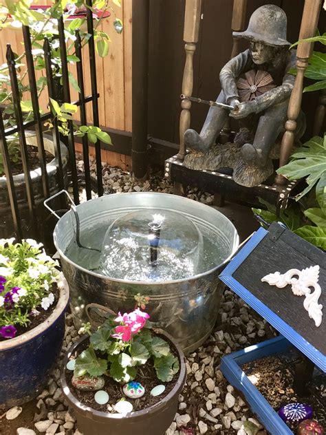 Charming Little Water Fountain So Peaceful Just Used A Tin Bucket