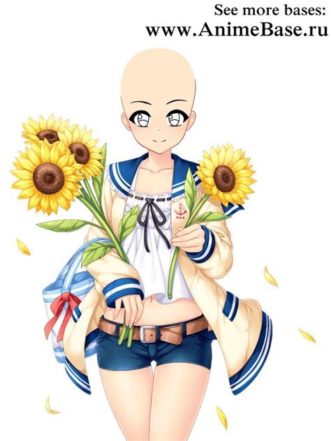 Anime Base Sunflowers Anime Base Anime Poses Easy Drawings