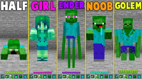 10 Types Of Minecraft Zombie How To Play Girl Builder Mutant Noob Vs