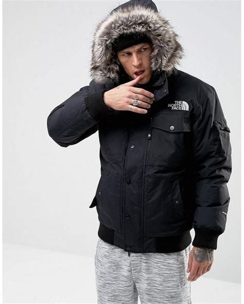 The North Face Gotham Bomber Jacket With Detachable Faux Fur Hood In Black For Men Lyst