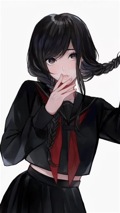 Download 540x960 Wallpaper Cute Anime Girl Black Dress