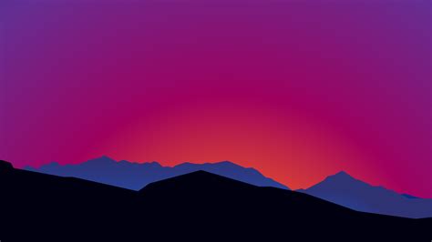 Mountain Landscape Sunset Minimalist Hd Wallpaper