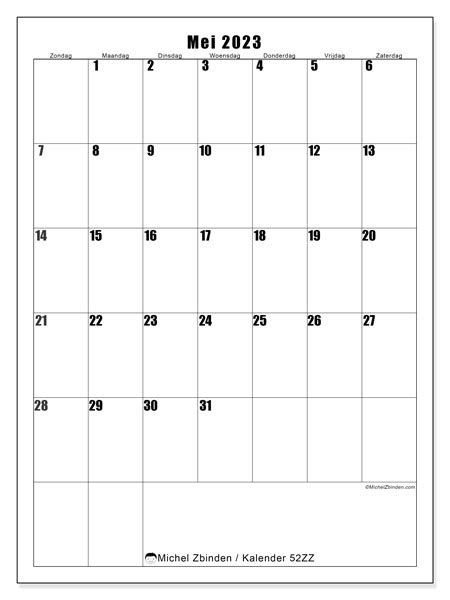 Kalender Mei 2023 Om Af Te Drukken “503zz” Michel Zbinden Nl