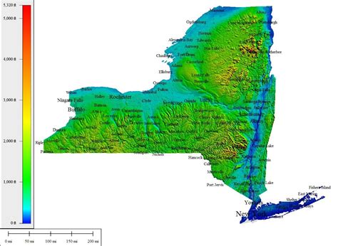 New York City Elevation Map Map Of New York City Elevation New York
