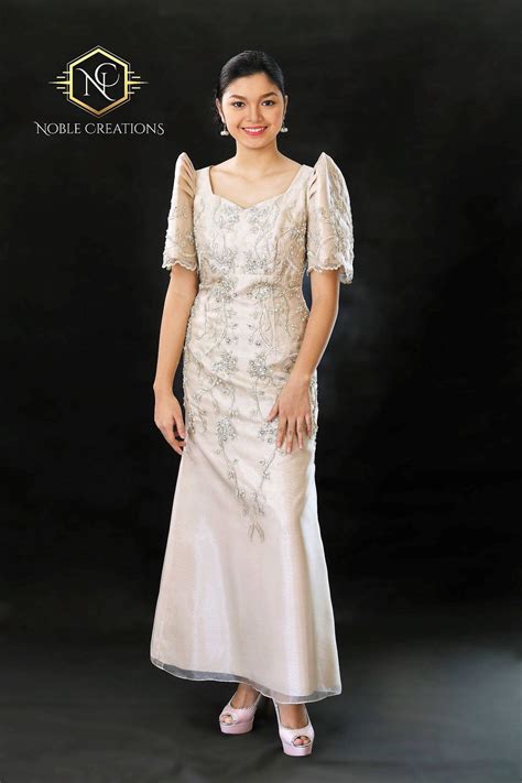Filipiniana Dress Embroidered And Beaded Mestiza Maria Clara Etsy