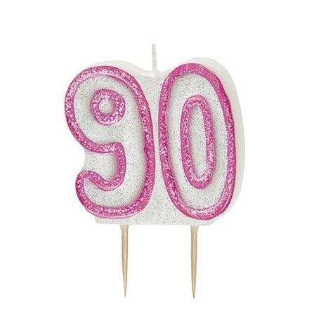 Pink Glitz Number 90 Candle 90th Birthday Cake Candles Candles Love