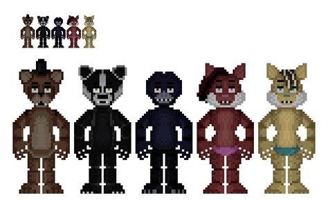Pixellated characters I made for POPGOES Reprinted : fivenightsatfreddys