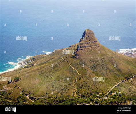 View Of Lions Head Mountain From Table Mountain In Cape Town South