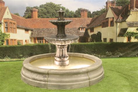 2 Tiered Barcelona Fountain with Small Romford Pool Surround - Stone Garden Ornaments & Garden ...