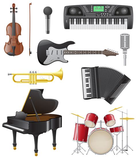 Conjunto De Iconos De Instrumentos Musicales Ilustración Vectorial