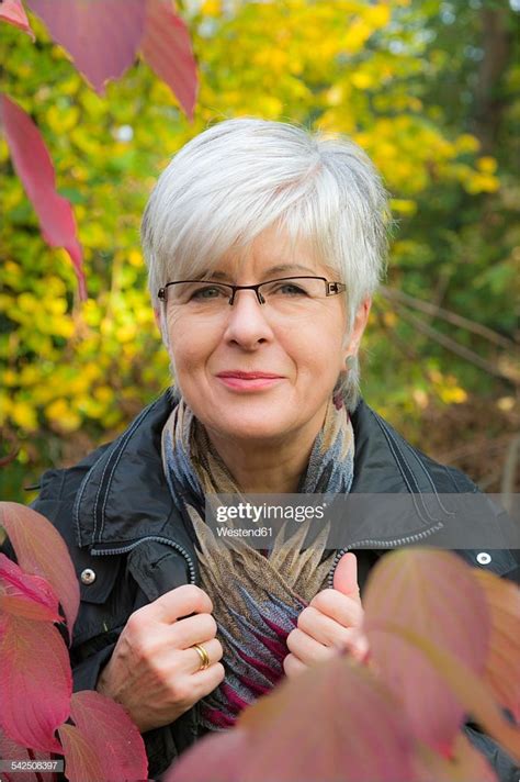 Portrait Smiling Senior Woman With Short Grey Hair Perfect Short Gray Hairstyles With Glasses