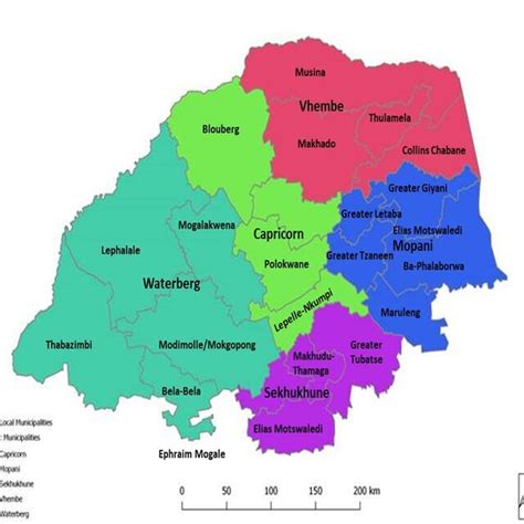 Map Of The Limpopo Province Showing The Districts Within The Province