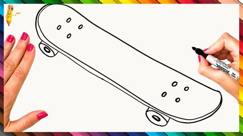 How To Draw A Skateboard Step By Step 🛹 Skateboard Drawing Easy Youtube