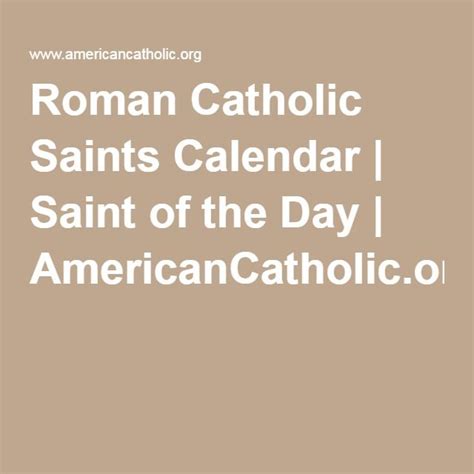 Roman Catholic Saints Calendar Saint Of The Day Americancatholic
