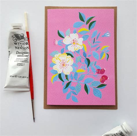 Pink Floral Greetings Card By Katie Whitton Design