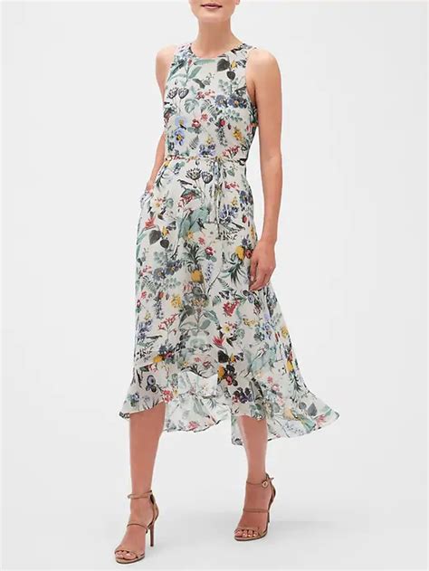 Floral Print Flounce Maxi Dress Banana Republic Factory Elegant Dresses Long Dresses Casual