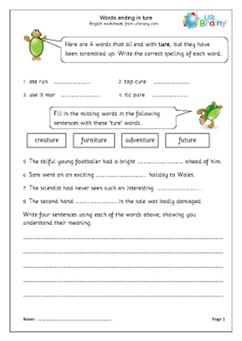 Phonics worksheets by level, preschool reading worksheets, kindergarten reading worksheets, 1st grade reading worksheets, 2nd grade reading wroksheets. Words ending in ture - Spelling based on patterns of word ...
