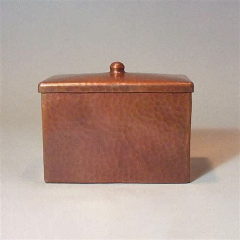 Hand Hammered Copper Roycroft Style Recipe Box Cobre Hand Hammered