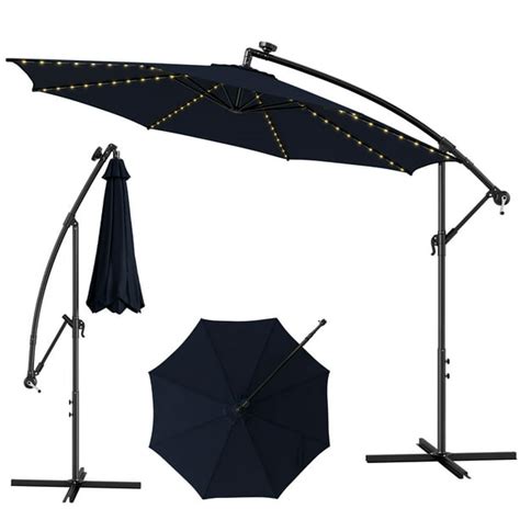 Costway 10ft Patio Solar Lighted 112 Led Cantilever Offset Umbrella