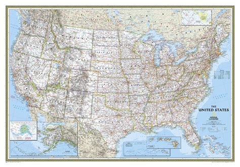 Map Of The United States Of America For The Wall Usa National Geographic