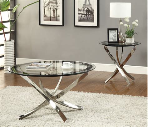 702588 Elegant Black And Chrome Coffee Table Set Savvy Discount