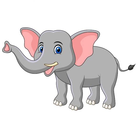 Elefante Bonito Dos Desenhos Animados Isolado Vetor Premium