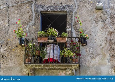 Typical Balcony That Distills The Italian Folklore Style Stock Image