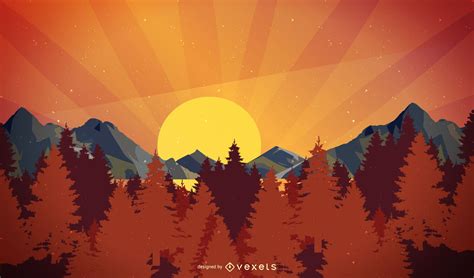 Mountainside Landscape Sunset Background Vector Download