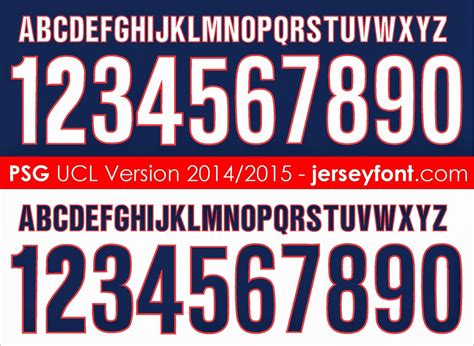 Psg Ucl 2014 2015 Font Psg Fonts Jersey Font