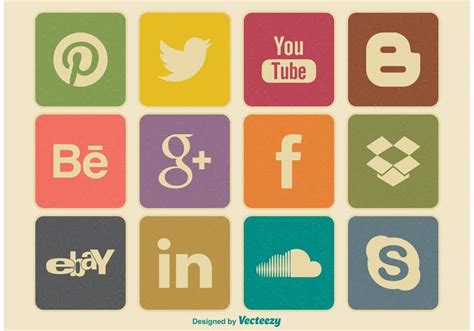 Retro Style Social Media Icon Set 85410 Vector Art At Vecteezy