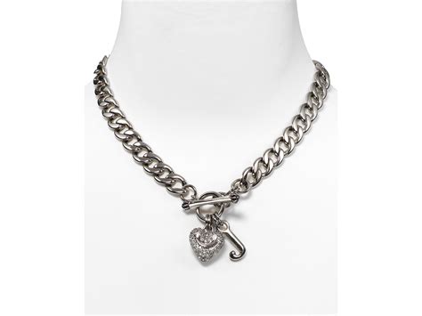Juicy Couture Pavé Heart Starter Charm Necklace In Silver Metallic Lyst